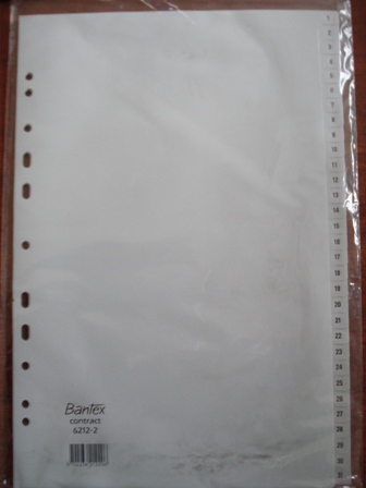 Bantex 6212-2 Foolscap PVC Divider Set 1-31 Grey